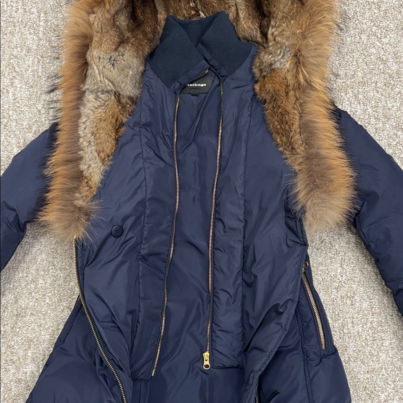Mackage Navy Puffer Coat with Fur Trim - Picture 2 of 5